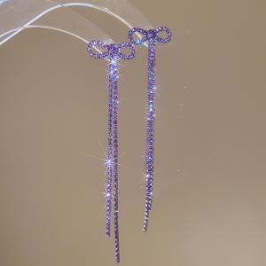 โบว์ประดับเพชรประดับพู่ยาวต่างหูแฟชั่นและหลากหลายต่างหูหรูหราระดับไฮเอนด์ - Product Image 5