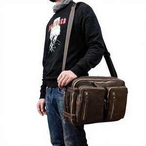 Custom Brand Logo Printed Girls Fashionable Genuine Leather Anti-Theft Waterproof Large Capacity Laptop Messenger Sling Durable - Product Image 1