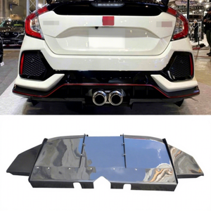 New Black for for 10th Gen FK8 Type R Add VRS Style Carbon Rear Bumper Lip Fins Spoiler <b>Splitter</b> Diffuser - Product Image 1
