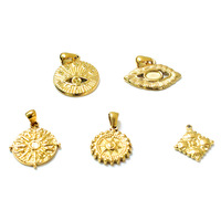 Pendentif mauvais œil en acier inoxydable plaqué or 18 carats breloques sans ternissement accessoires de bijoux à bricoler soi-même pour enfants style classique