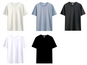 Maglietta oversize all'ingrosso del peso massimo della maglietta di 260gsm della linea del collo rotondo della maglietta nera della pianura oversize per gli uomini - Product Image 5
