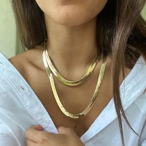 Cadena de Oro para Mujer, Chapada en Oro de <span class=keywords><strong>18k</strong></span>, Alta Calidad, Diseño Simple, 4mm 6mm 8mm, Cadena de Espiga - Product Image 5