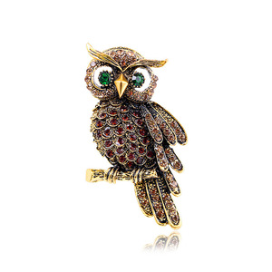Broche en alliage plaqué or haut <span class=keywords><strong>de</strong></span> gamme, motif hibou intelligent, sertie <span class=keywords><strong>de</strong></span> diamants, pour femmes, symbole <span class=keywords><strong>de</strong></span> <span class=keywords><strong>sagesse</strong></span> - Product Image 3