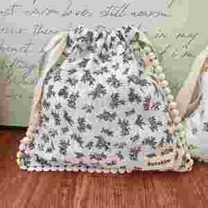 Eco-friendly Floral Drawstring Cosmetic Bag Dust Prevention Cotton Fabric Bundle Pocket Storage Bags with Lace Gift Pouch - Product Image 4