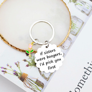 Porte-clés religieux en forme de mousqueton avec breloque fleur rose 'Dieu est avec elle, elle ne tombera pas', en alliage de zinc argenté, forme irrégulière, fait main, cadeau - Product Image 5