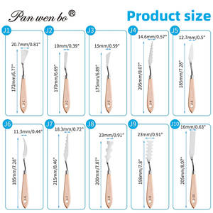 Panwenbo – Lot de 10 spatules et couteaux à palette en acier inoxydable avec manche en bois pour peinture à l'huile et mélange d'acrylique - Product Image 2