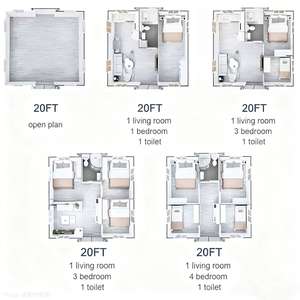 Лесное зерно 20 футов 40 футов новый дизайн водонепроницаемый сборный расширяемый контейнерный дом 2 3 4 5 спальни сборная вилла мобильный дом - Product Image 6