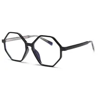 Tr90 Восьмиугольные очки для женщин большая оправа прозрачные линзы ретро оптические очки оправа для мужчин полигон прозрачный черный