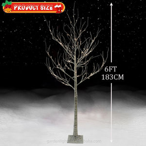 Décoration de Noël d'extérieur, arbre de bouleau artificiel en plastique éclairé IP44, 6 pieds, blanc, pour la maison, l'hôtel, le jardin, la cour, la fête - Product Image 4