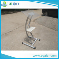 Atril con Superficie Acrílica en Forma de Arco, Podio de Aluminio con Estructura de 290*290 mm