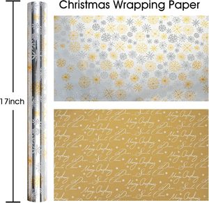 Christmas gift wrapping <b>paper</b> Aluminized gold and silver snowflake <b>pattern</b> Double sided printed customizable - Product Image 2