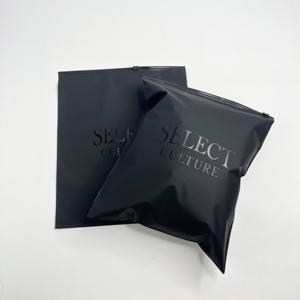 Branded Black Plastic Zip Lock Bags - UV Printed Logo Frosted Zipper Pouches for Clothing & Beauty - Product Image 1