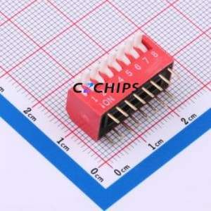 DP-8-R-T DIP Switch Through hole Component (THT),P=2.54mm Switch Piano Key Single Pole Single Throw 8 2.54mm - Product Image 1