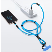 Kabel Pengisi Daya Cepat Tipe-C 60W dengan Tali Leher - Kabel Transfer Data Ponsel Lightning-C, Panjang Dapat Disesuaikan