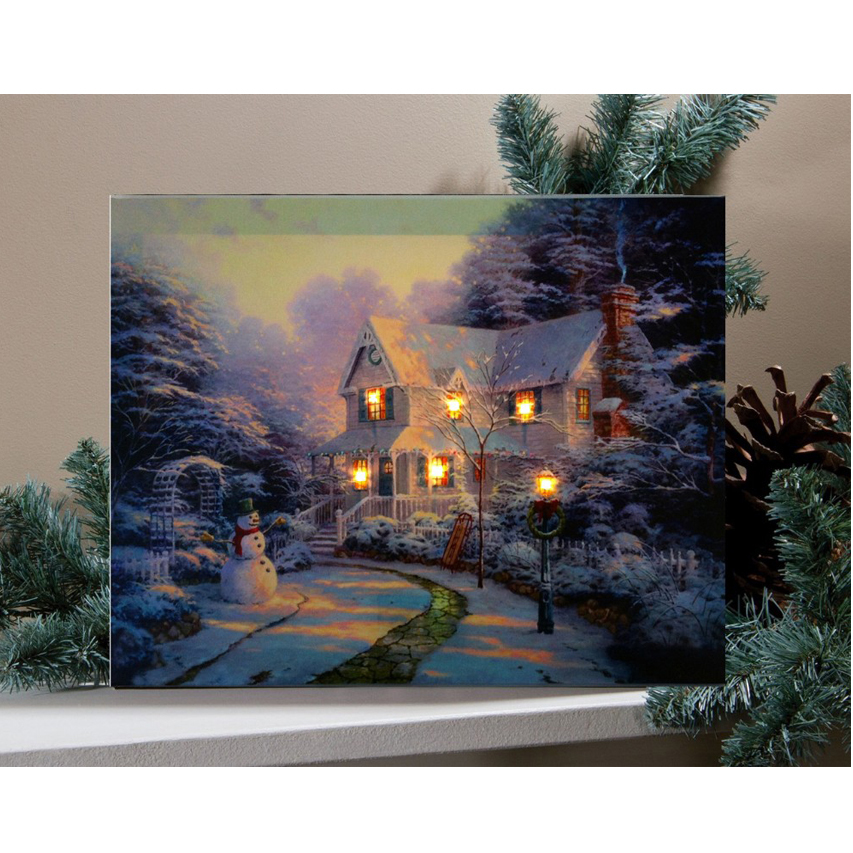 Weihnachtsbild auf Leinwand mit LED-Lichtern