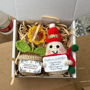 New Crocheted Santa Claus Doll <b>Gift</b> <b>Box</b> Featuring Handmade <b>Christmas</b> Bears, Snowmen, Penguins, and Gingerbread Men - Product Image 4