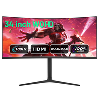 34 Inch 21:9 WQHD 3440x1440p 180Hz 1ms VA Panel Curved 100% SRGB Designer Computer Gaming Monitor
