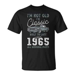 T-shirt per il 60° compleanno Classic Car, costruita per durare dal 1965, unisex, girocollo, manica corta, per adulti - Product Image 1