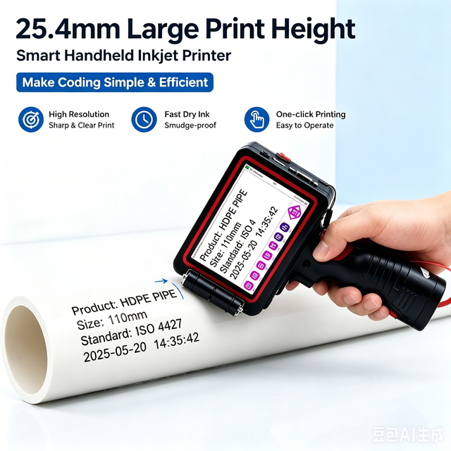 Handheld Inkjet Printer Production Date QR Code Carton Craft Bag Large Character 25.4mm Coding Machine Date Printing