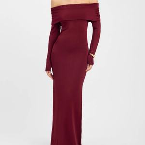 เดรสเซ็กซี่แบบเปิดไหล่ แขนยาว ทรงรัดรูป ยืดหยุ่นได้ ชายกระโปรงไม่สม่ำเสมอ สำหรับผู้หญิง ใส่ไปงานปาร์ตี้คลับ - Product Image 1