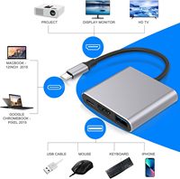 Adaptador Multipuerto USB 3 en 1 SYONG con Salida HDMI 4K, Puerto USB 3.0 y Puerto de Carga Rápida USB-C, Estación de Acoplamiento