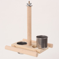 Mangeoire à oiseaux en bois massif suspendue pot de nourriture pour oiseaux automatique petit bol de nourriture pour oiseaux pour une utilisation en extérieur boîte emballée à charge facile en acier