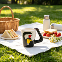 Mug à café en céramique imprimé chimpanzé créatif avec poignée en forme de bras de singe 3D, tasse à thé animale de dessin animé, cadeau fantaisie, vaisselle originale