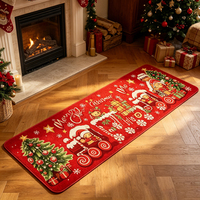 Tapis de Noël imprimé sur mesure, antidérapant, rouge et vert, décoration hivernale, lavable, long tapis de couloir