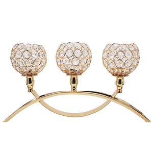 Candelabro de Hierro Moderno Hecho a Mano con 3 Brazos en Forma de Arco de Cristal, Elegante Decoración para el Hogar - Product Image 1