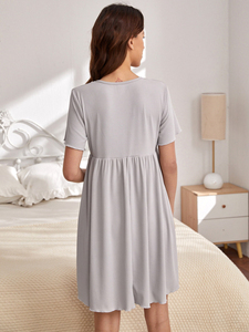 Pigiama da allattamento in maglia a coste con scollo a V vestiti da allattamento per donne Casual abbigliamento premaman abito - Product Image 4