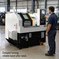 Tour CNC M10 de haute précision avec commande FANUC, 8 postes à outils, tournage et fraisage automatiques pour petites séries et usages légers