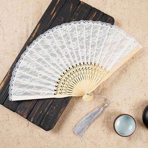 Customizable Bulk Lace Hand Held Fans Personalized Bamboo Hand Fan for <b>Wedding</b> Business Silk White with Custom Writing <b>Gift</b> - Product Image 4