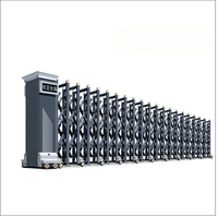 Porte coulissante sans rail en acier et alliage d'aluminium pleine largeur, portail rétractable automatique moderne à double moteur pour hôtels