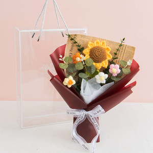 2025 nuevo ramo de flores artificiales hecho a mano ganchillo tulipán ganchillo lirio tejido Rosa flor Día de San Valentín regalos de Navidad - Product Image 6