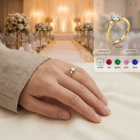 Yiwu Aceon acier inoxydable coulée artisanat femmes classique populaire bande de mariage couleur personnalisée broche ensemble promesse trois pierres anneau