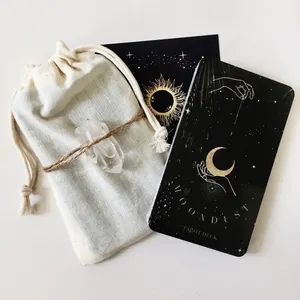 Impresión Premium Tarot mazos con folleto personalizado, papel de aluminio plateado, venta al por mayor, tarjetas estampadas Tarot