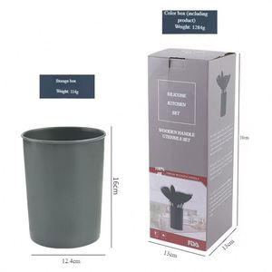 Silicone <b>Kitchen</b> <b>Utensils</b> Set With <b>Copper</b> Wooden Handle & Storage Bucket FDA Approved - Product Image 6