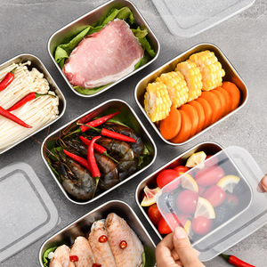 กล่องเก็บอาหารสแตนเลสแบบซ้อนได้สำหรับใส่ขนม ชีส เบคอน สำหรับแช่เย็น พร้อมฝา PP - Product Image 6