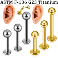 YW ASTM-F136 G23 Titane Sphérique pour Piercing Interne, Clou en T pour Cartilage d'Oreille, Accessoire de Perforation Corporelle