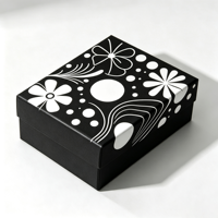 Boîte à bijoux vintage en carton noir avec logo personnalisé en feuille d'or, structure rigide, fabriquée à Shanghai, boîte cadeau
