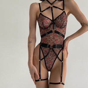 Lingerie seksi untuk wanita, kostum Bodysuit baju tidur pakaian dalam seksi Teddy Mini rok 1341 - Product Image 1