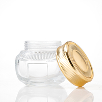 Pot en verre vide de 100 ml pour crème au safran, avec couvercle doré et capuchon noir, pour aliments, soins de la peau, gelée, avec autocollants d'emballage pour le stockage, Dubaï