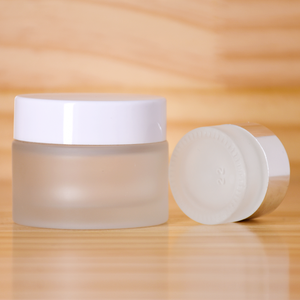 Contenitore per la cura della pelle all'ingrosso vuoto barattolo di vetro smerigliato con oro nero <span class=keywords><strong>argento</strong></span> coperchio in oro bianco - Product Image 1