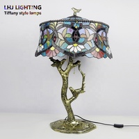 Lampe de table LongHuiJing, lampe en verre teinté, lumière vintage