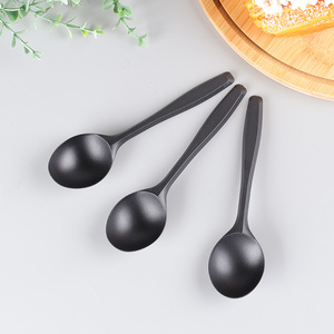 Bán Buôn Dùng Một Lần Bộ Đồ Ăn Bằng Nhựa Đặt Riêng Bọc Bộ Đồ Ăn Màu Đen Xách Tay Súp Muỗng Kem Món Tráng Miệng Muỗng - Product Image 4