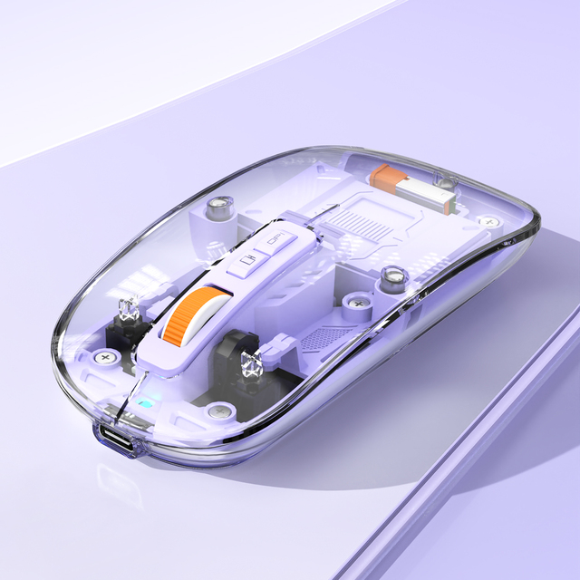 New Design Rechargeable 2.4GHz RGB Wireless Ergonomic Transparent 5-Button LED Backlit Gamer Mouse 1600 DPI Both-Handed Stock