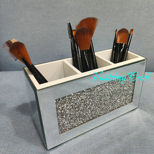2024 nouveauté cristal diamants rempli <span class=keywords><strong>verre</strong></span> maquillage miroir porte-brosse - Product Image 5