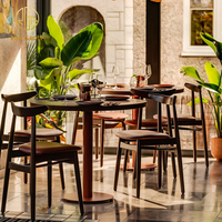 Meubles de salon de thé, hôtel, café, restaurant, table et chaises de style moderne et luxueux, en bois, en rotin et en velours