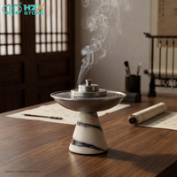Brûleur d'arômes carré en marbre blanc HZX STONE, style chinois, pour usage religieux, parfum d'ambiance pour la maison