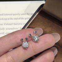 Boucles d'oreilles clous en argent sterling 925 avec moissanite, motif bois de cerf, mignonnes, thème forêt
